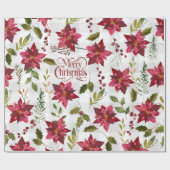 クリスマスフローラポイントセティアスクリプトタイポグラフィ ラッピングペーパー (フラット)