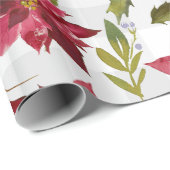 クリスマスフローラポイントセティアスクリプトタイポグラフィ ラッピングペーパー (ロールコーナー)