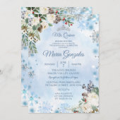 クリスマスフローラメキシカンガールスウィート15誕生日 招待状 (正面/裏面)