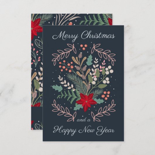 クリスマスフローラモダンかわいいお洒落カラフル (正面/裏面)