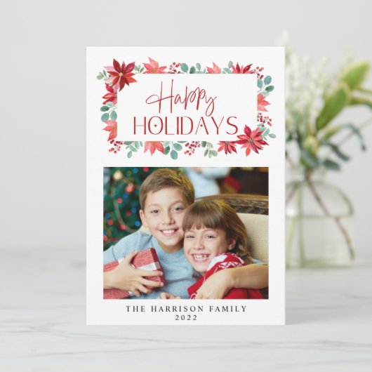 クリスマスフローラユーカリ水彩写真 シーズンカード (スタンド正面)