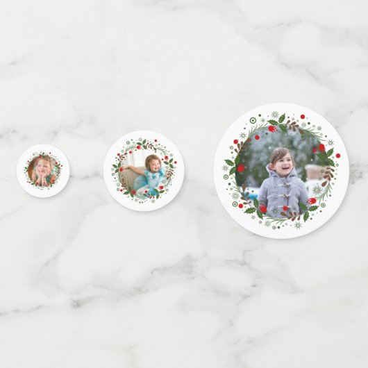 クリスマスフローラリースと写真の休日 コンフェッティ (裏面)