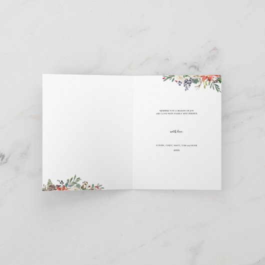 クリスマスフローラリースシーズンの挨拶2枚の写真 シーズンカード (内部)