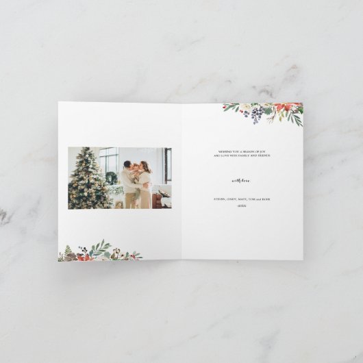 クリスマスフローラリースシーズンの挨拶3枚の写真 シーズンカード (内部)