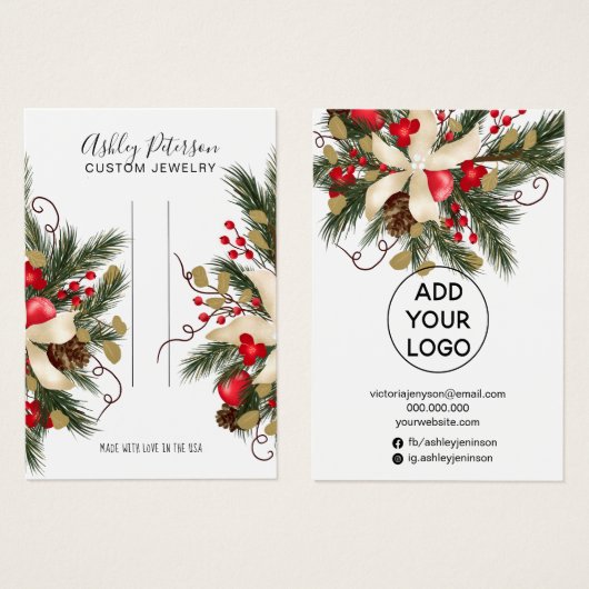 クリスマスフローラリースジュエリーヘアクリップ表示 (正面&裏面)