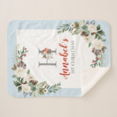 クリスマスフローラリースフローラモノグラム シェルパブランケット (正面(横))