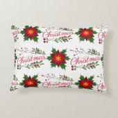 クリスマスフローラリース冬のパターンのフローレット穴 アクセントクッション (裏面)