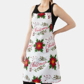クリスマスフローラリース冬のパターンのフローレット穴 エプロン (インサイチュ)