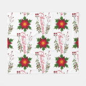 クリスマスフローラリース冬のパターンのフローレット穴 フリースブランケット (正面(横))