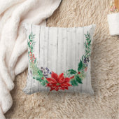 クリスマスフローラリース木製プランクス クッション (ブランケット)