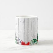 クリスマスフローラリース木製プランクス コーヒーマグカップ (中央)