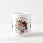 クリスマスフローラリース3つフォトホリデー コーヒーマグカップ (中央)