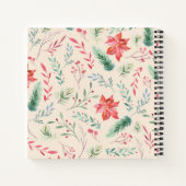 クリスマスフローラルパターンリボンモノグラム ノートブック (裏面)