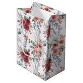 クリスマスフローラルパターン ミディアムペーパーバッグ (正面アングル)