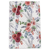 クリスマスフローラルパターン ミディアムペーパーバッグ (正面)