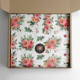 クリスマスフローラルパターン | 水彩植物学 薄葉紙