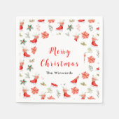 クリスマスフローラレッドアイスはメリークリスマスをスケート スタンダードカクテルナプキン (正面)