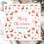 クリスマスフローラレッドアイスはメリークリスマスをスケート スタンダードカクテルナプキン