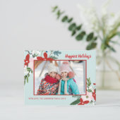 クリスマスフローラレッドアクアホリデーフォト シーズンポストカード (スタンド正面)