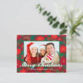 クリスマスフローラレッドポインセチア家族の写真 シーズンポストカード (スタンド正面)