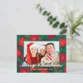 クリスマスフローラレッドポイントセティアグリーンファミリー写真 シーズンポストカード (スタンド正面)