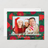 クリスマスフローラレッドポイントセティアグリーンファミリー写真 シーズンポストカード (正面/裏面)