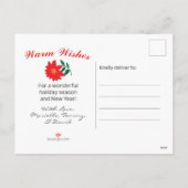 クリスマスフローラレッドポイントセティアグリーンファミリー写真 シーズンポストカード (裏面)