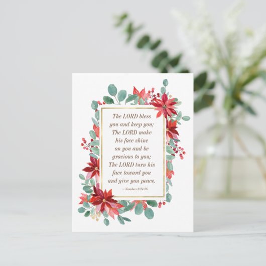 クリスマスフローラ主よ賛美よ聖書の詩 ポストカード (スタンド正面)