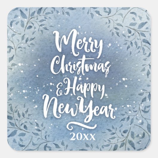 クリスマスフローラ個人用年スクリプト休日 スクエアシール (正面)