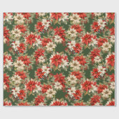 クリスマスフローラ冬の大きなポインセティアス ラッピングペーパー (フラット)