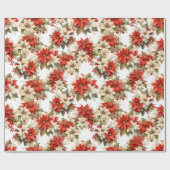 クリスマスフローラ冬の大きなポインセティアス ラッピングペーパー (フラット)