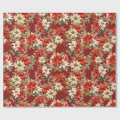 クリスマスフローラ冬の大ポインセティアスブルゴーニュ ラッピングペーパー (フラット)