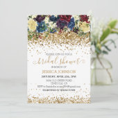 クリスマスフローラ冬ブライダルシャワー金ゴールド 招待状 (スタンド正面)