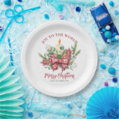 クリスマスフローラ喜び世界への松のコーン弓 ペーパープレート (パーティー)