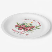 クリスマスフローラ喜び世界への松のコーン弓 ペーパープレート (アングル)