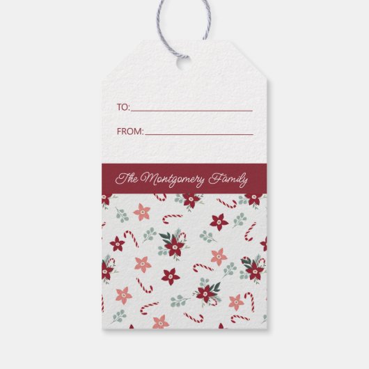 クリスマスフローラ国の名前の追加ギフトラベル ギフトタグ (裏面)