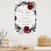 クリスマスフローラ性別リビールホリデーパーティー ポスター (キッチン)