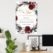 クリスマスフローラ性別リビールホリデーパーティー ポスター (ホームオフィス)