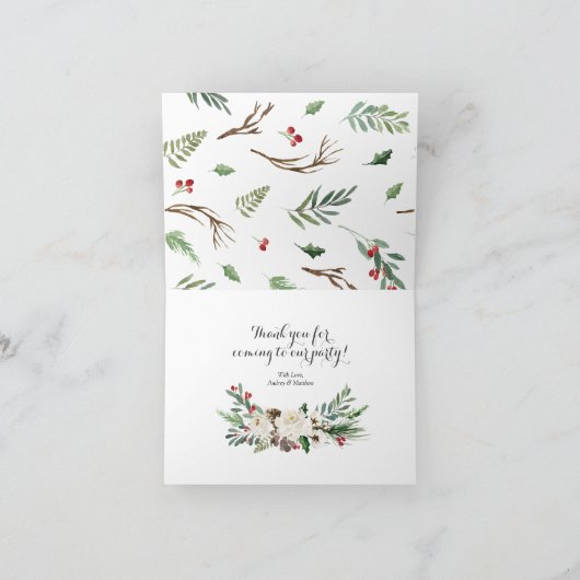 クリスマスフローラ折りサンキューカード 招待状 (内部)