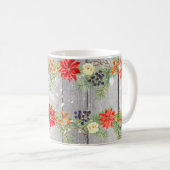 クリスマスフローラ木製の板 コーヒーマグカップ (正面右)