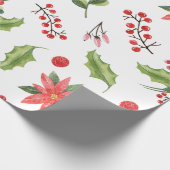 クリスマスフローラ果実パターンラッピング紙 ラッピングペーパー (角)