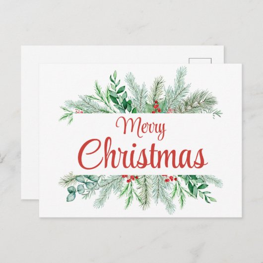 クリスマスフローラ枠メリークリスマス シーズンポストカード (正面/裏面)
