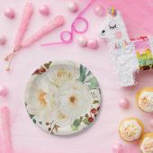 クリスマスフローラ水彩ブライダルシャワー ペーパープレート (パーティー)