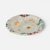 クリスマスフローラ水彩ブライダルシャワー ペーパープレート (アングル)