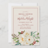 クリスマスフローラ水彩ブライダルシャワー 招待状 (正面)