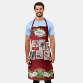 クリスマスフローラ水色パインコーン写真ナナ エプロン (着用した状態)