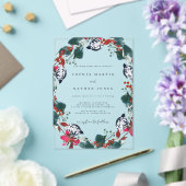 クリスマスフローラ澄んリーフ結婚のアクリル アクリル招待状 (インサイチュ (ウェディング))