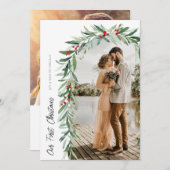 クリスマスフローラ結婚の祝日の発表 サンキューカード (正面/裏面)