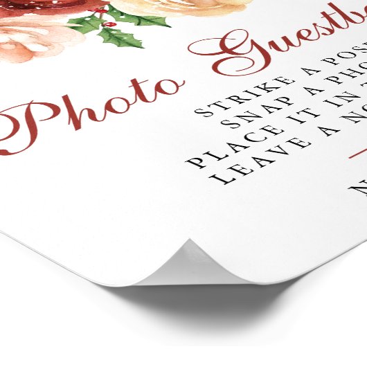 クリスマスフローラ結婚の紅葉のフォトゲストブック ポスター (角)