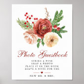 クリスマスフローラ結婚の紅葉のフォトゲストブック ポスター